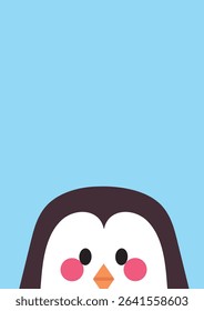Adorable kawaii background featuring cute penguin animals peeking from corners. Perfect for kids, digital wallpaper, stationery, and playful themed designs.