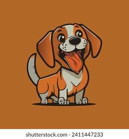 Adorable kawaii beagle puppy in a minimalist flat vector style.