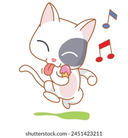 Adorable Kawaii Cat - Isolierte Vektorillustration auf weißem Hintergrund