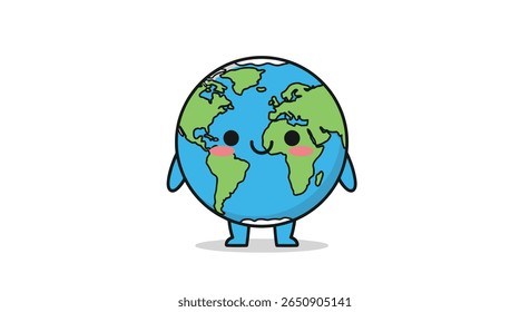 Adorável kawaii personagem de terra dançando com alegria e felicidade