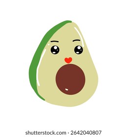 Adorable kawaii emoticon avocado illustration design