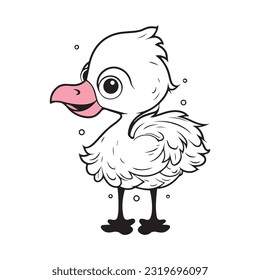 adorable kawaii flamingo simple drawing for little child