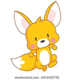 Adorable Kawaii Fox - Isolated Vector Illustration on White Background