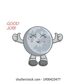 adorable kawaii moon characters raise two thumbs up, great job