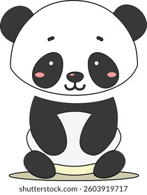 Adorable Kawaii Panda Sitting Calmly 