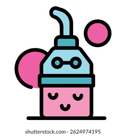 Adorable kawaii robot sleeping peacefully, enjoying sweet dreams in a colorful and imaginative world