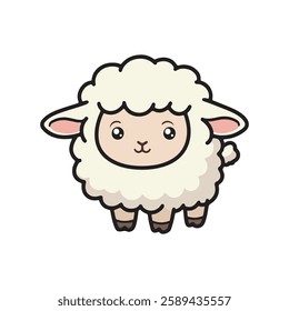 Adorable Kawaii Sheep | Cute Fluffy Lamb Cartoon Clipart