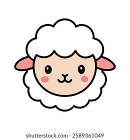 Adorable Kawaii Sheep Face – Cute Cartoon Lamb Illustration