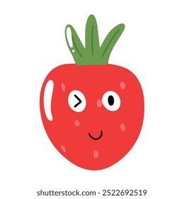 Adorable kawaii strawberry emoticon design