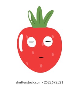 Adorable kawaii strawberry emoticon design