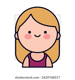 Adorable Kawaii Style Woman Avatar Icon