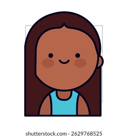 Ícone adorável da mulher estilo Kawaii