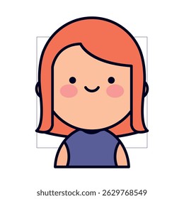 Adorable Kawaii Style Woman Avatar Icon