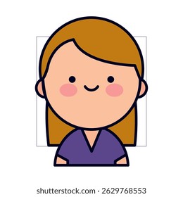 Adorable Kawaii Style Woman Avatar Icon