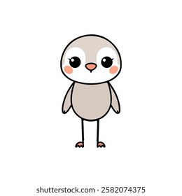 Adorable kawaii-style cartoon bird with large eyes and a round body. Perfect for children's designs, stickers, prints, and digital artwork.
