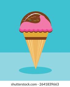 Adorable Kawaii-style ice cream vector featuring a smiling face, pastel colors, and cute details like sprinkles and hearts. Perfect for children’s designs, stationery, stickers, and playful branding.