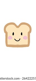 Adorable kawaii-style toast cartoon illustration featuring a smiling face and pink cheeks. Perfect for children’s designs, greeting cards, stickers, and cute-themed projects.
