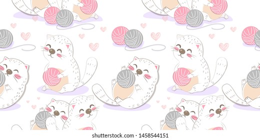 adorable kitten illustration in seamless pattern for personal project, background, invitation, wallpaper and many more