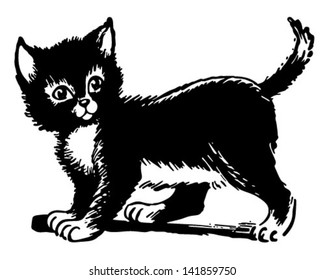 Adorable Kitten - Retro Clip Art Illustration