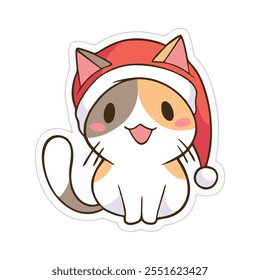 Adorable gatito en un traje de Navidades festivas, rodeado de alegría de vacaciones! Perfecto para diseños de temática navideña acogedores, alegres y reconfortantes