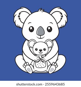 Adorable Koala and Baby Illustration in Cartoon Style for Kids' Projects, Cute Koala Family Graphic Perfect for Children’s Books and Merchandise