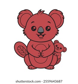 Adorable Koala and Baby Illustration in Cartoon Style for Kids' Projects, Cute Koala Family Graphic Perfect for Children’s Books and Merchandise