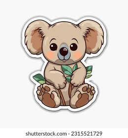 Adorable Koala in Cartoon, Doodle-Stil. Zeichensatz, schöne australische Tiere Logo Zeichen Vektorgrafik
