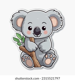 Adorable Koala in Cartoon, Doodle-Stil. Zeichensatz, schöne australische Tiere Logo Zeichen Vektorgrafik
