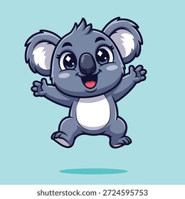 An adorable koala character with a joyful expression and open arms, rendered in a charming cartoon style.