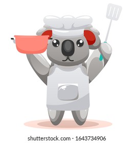 adorable koala chef mascot cartoon vector