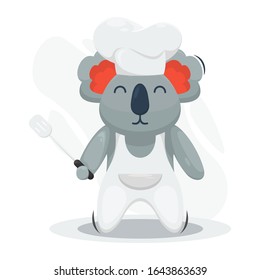 adorable koala chef mascot cartoon vector