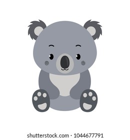 Adorable koala in flat style isolated on white background.