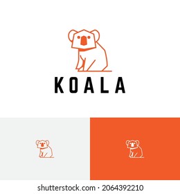 Adorable Koala Marsupial Animal Zoo Nature Line Logo