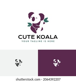 Adorable Koala Tree Marsupial Animal Zoo Nature Logo