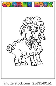 Adorable lamb wearing a bow tie, perfect coloring activity for children's entertainment and early education.