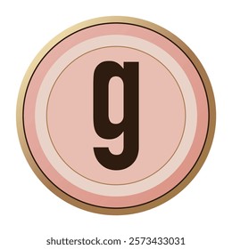 Adorable Letter “g” in Romantic Pink and Gold Circle - A Perfect Valentine’s Accent