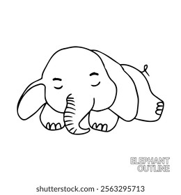 adorable line baby elephant sleeping activity