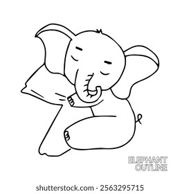 adorable line baby elephant sleeping activity