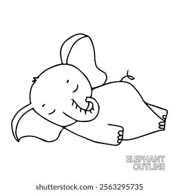 adorable line baby elephant sleeping activity