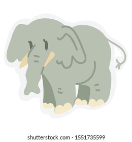 Adorable Lineless Standing Elephant Vector Clip Art. Savannah Animal with Trunk Icon. Hand Drawn Kawaii Kid Motif Illustration of Wildlife in Flat Color. Isolated Baby, Nursery Character. 
