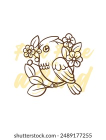 adorable little bird vector with text feel free as a bird background