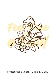 adorable little bird vector with text feel free as a bird background