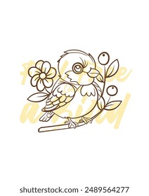 adorable little bird vector with text feel free as a bird background