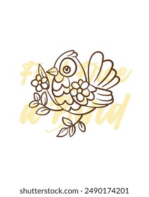 adorable little bird vector with text feel free as a bird background