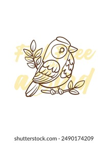 adorable little bird vector with text feel free as a bird background