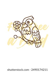 adorable little bird vector with text feel free as a bird background