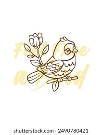 adorable little bird vector with text feel free as a bird background
