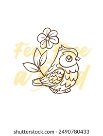 Entzückende kleine Vogel-Vektorgrafik mit Text fühlen sich frei als Vogel-Hintergrund