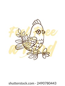 adorable little bird vector with text feel free as a bird background
