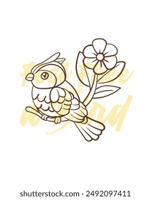 adorable little bird vector with text feel free as a bird background